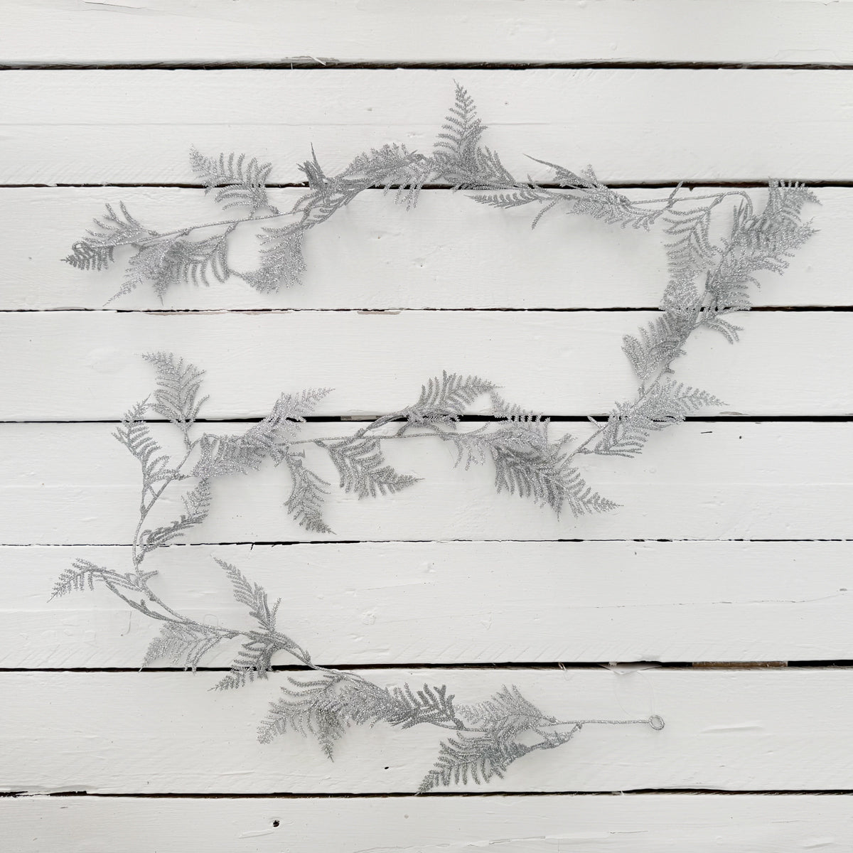 Silver Glitter Fern Garland - 178cm