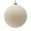 X-Large Cream Plain Flocked Bauble with Gold Glitter Speckles - 15cm