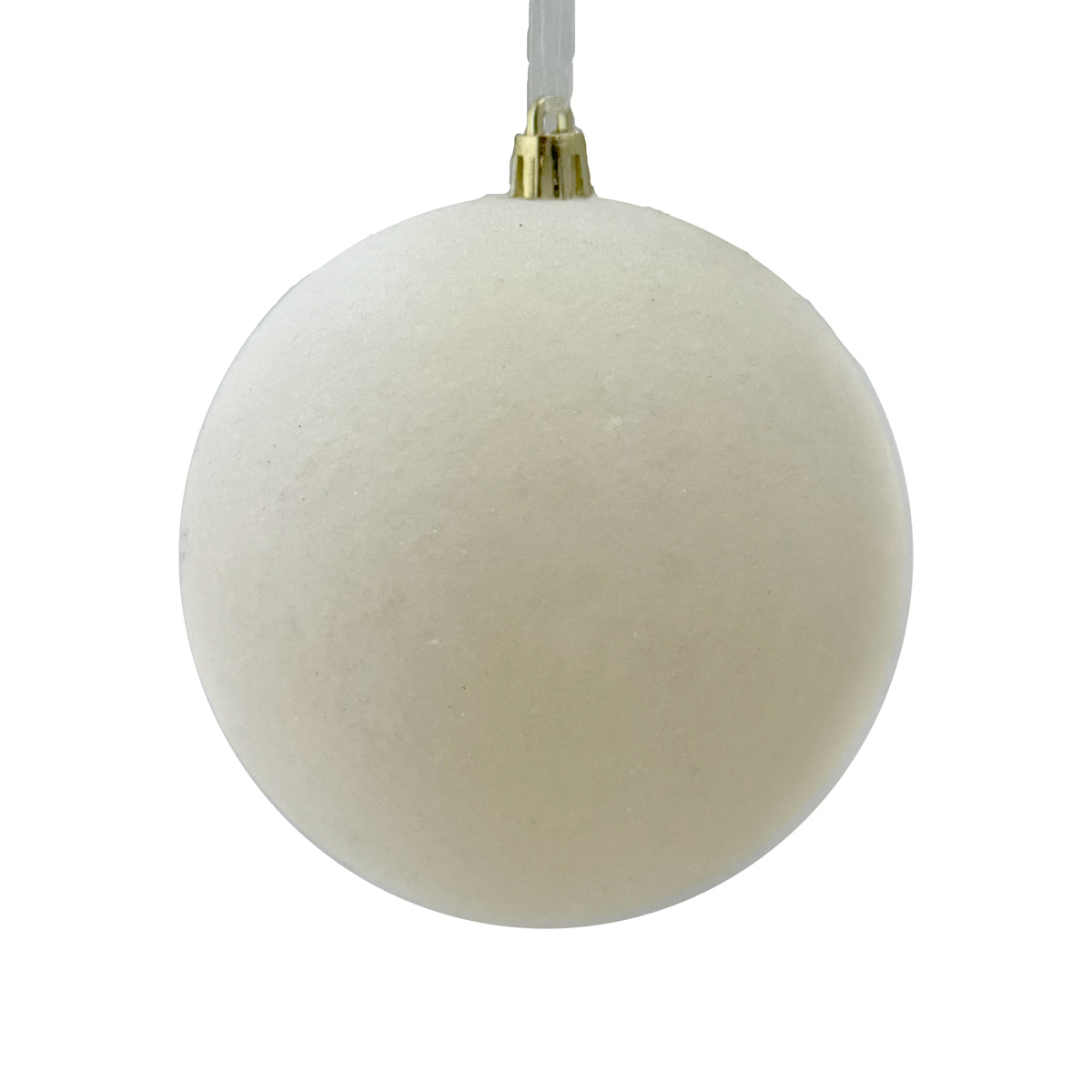 Large Cream Plain Flocked Bauble with Gold Glitter Speckles - 12cm