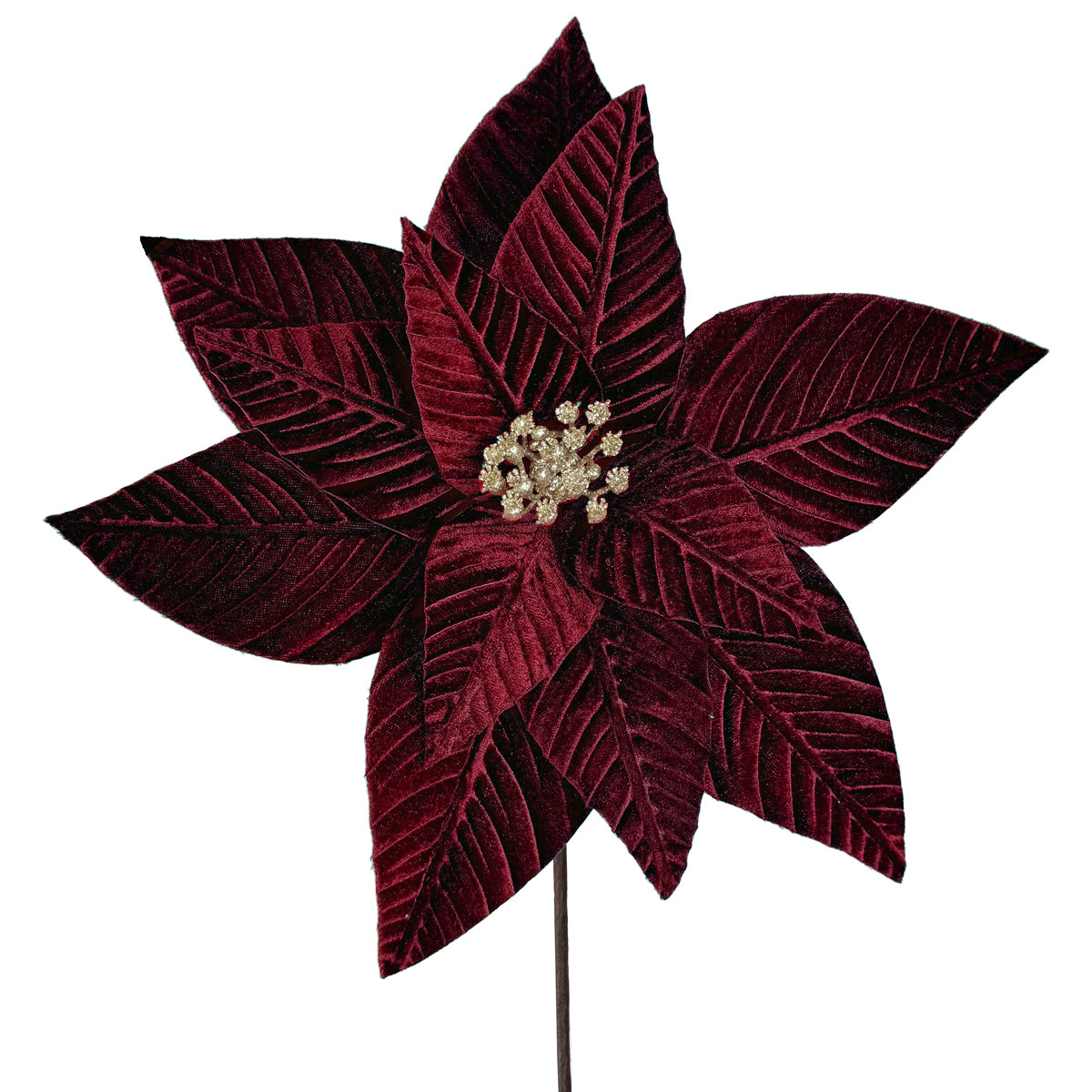 Oxblood Dark Red Velvet Poinsettia - 33cm