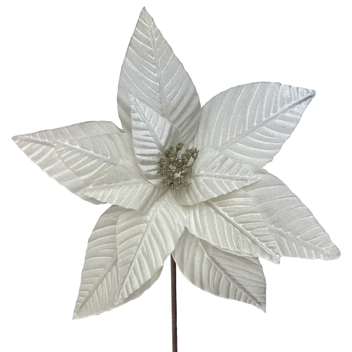 Cream Velvet Poinsettia - 33cm