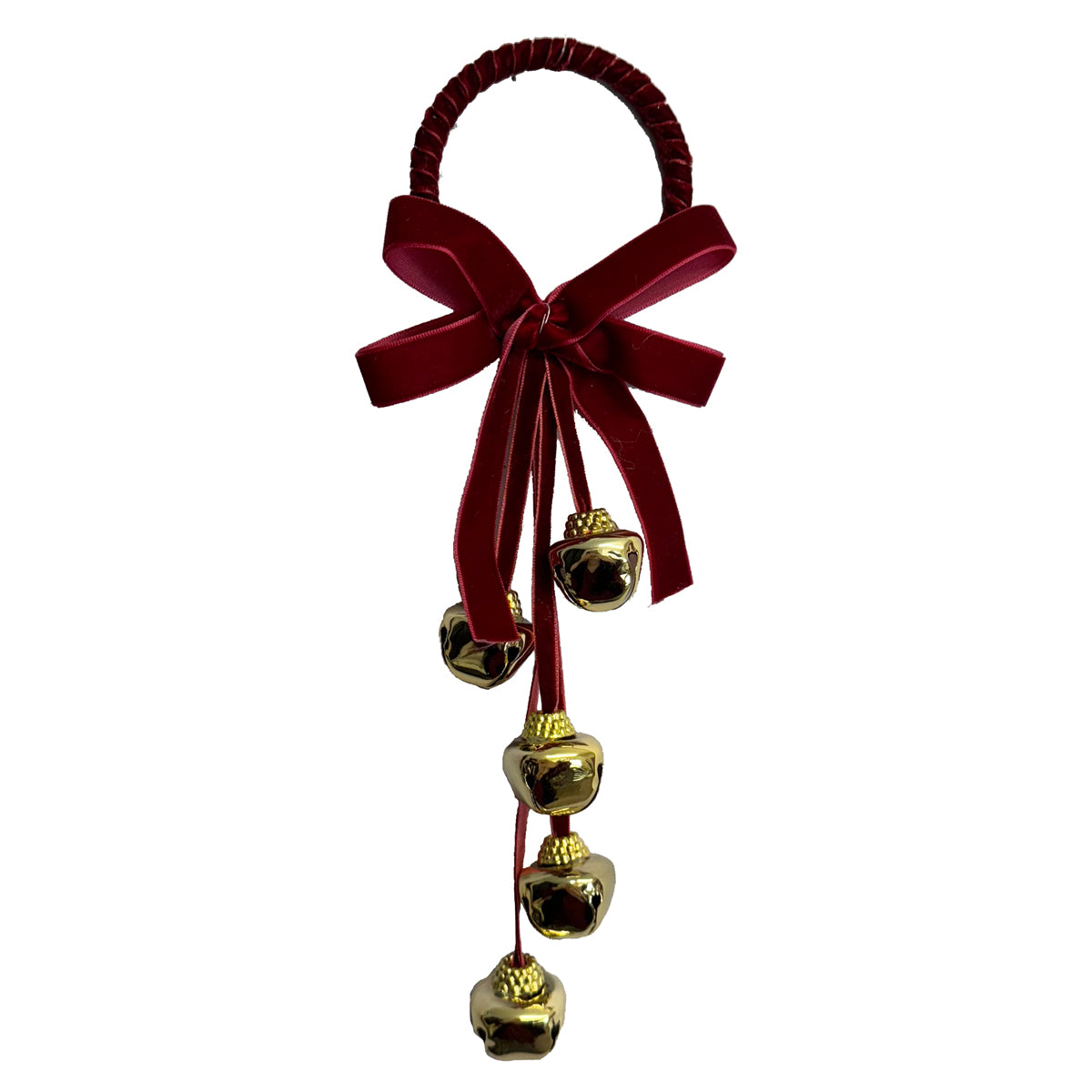Dark Red Velvet Bow Bell Hanger - 28cm