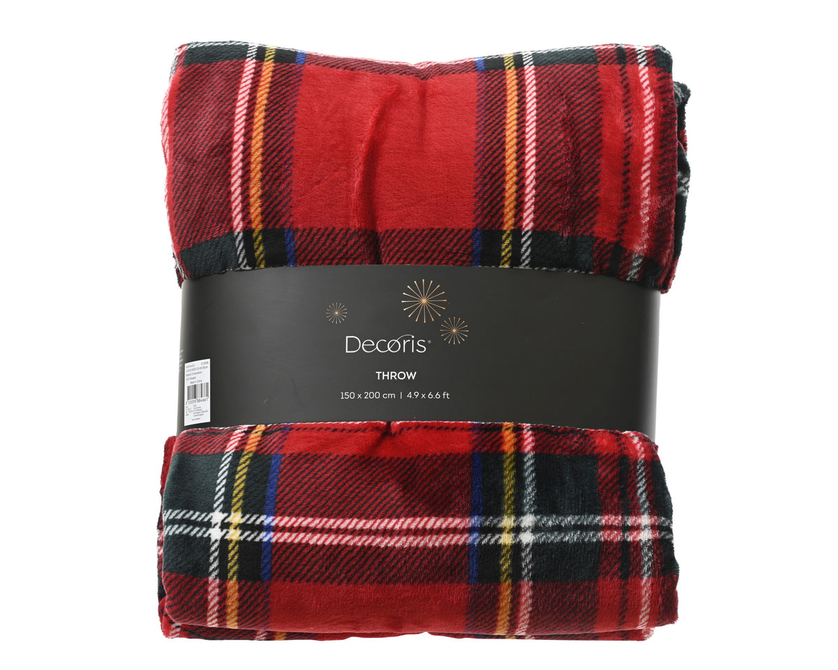 Large Christmas Red Checked Tartan Flannel Throw Blanket 150x200cm
