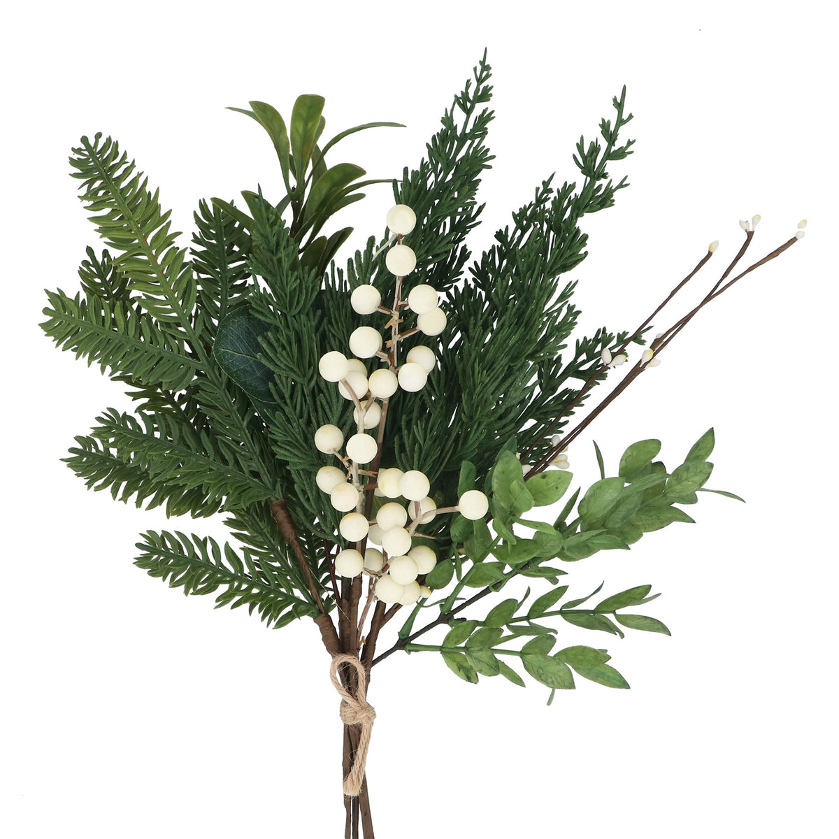 Gisela Graham Winter Foliage with White Berries Bunch - 46cm