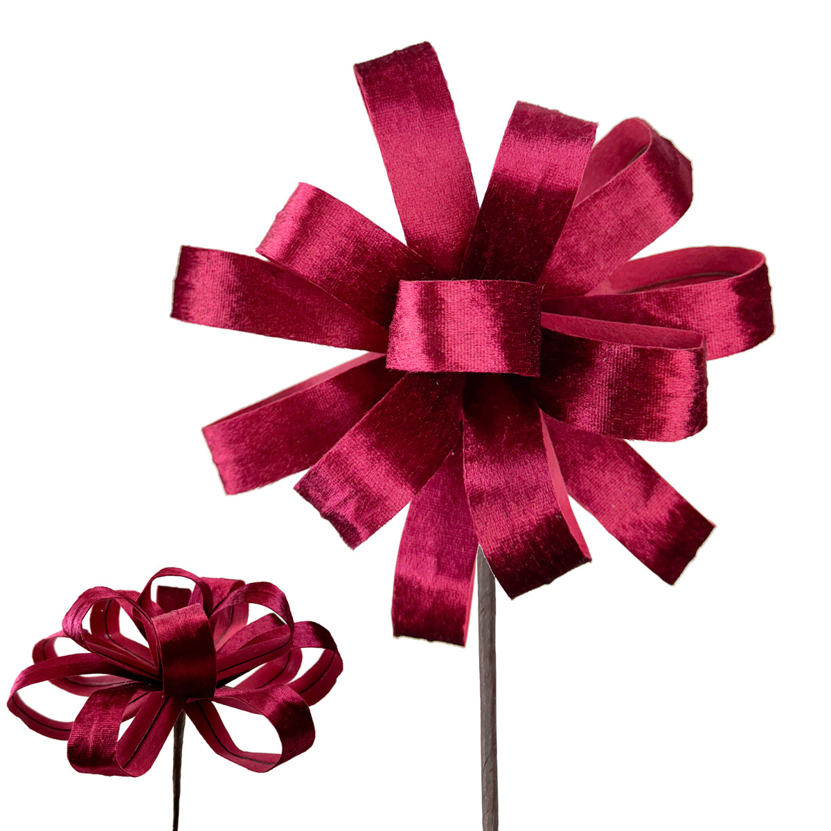 Red Velvet Parcel Bow Pick - 20cm