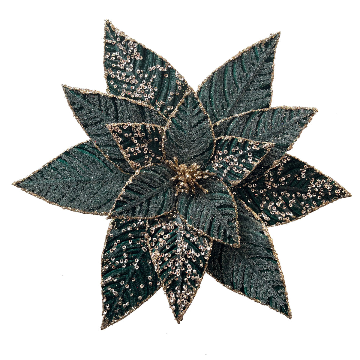 Dark Green Frosty Velvet Flower - 30cm