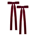 Burgundy Dark Red 2 Velvet Ribbon Bows - 33cm