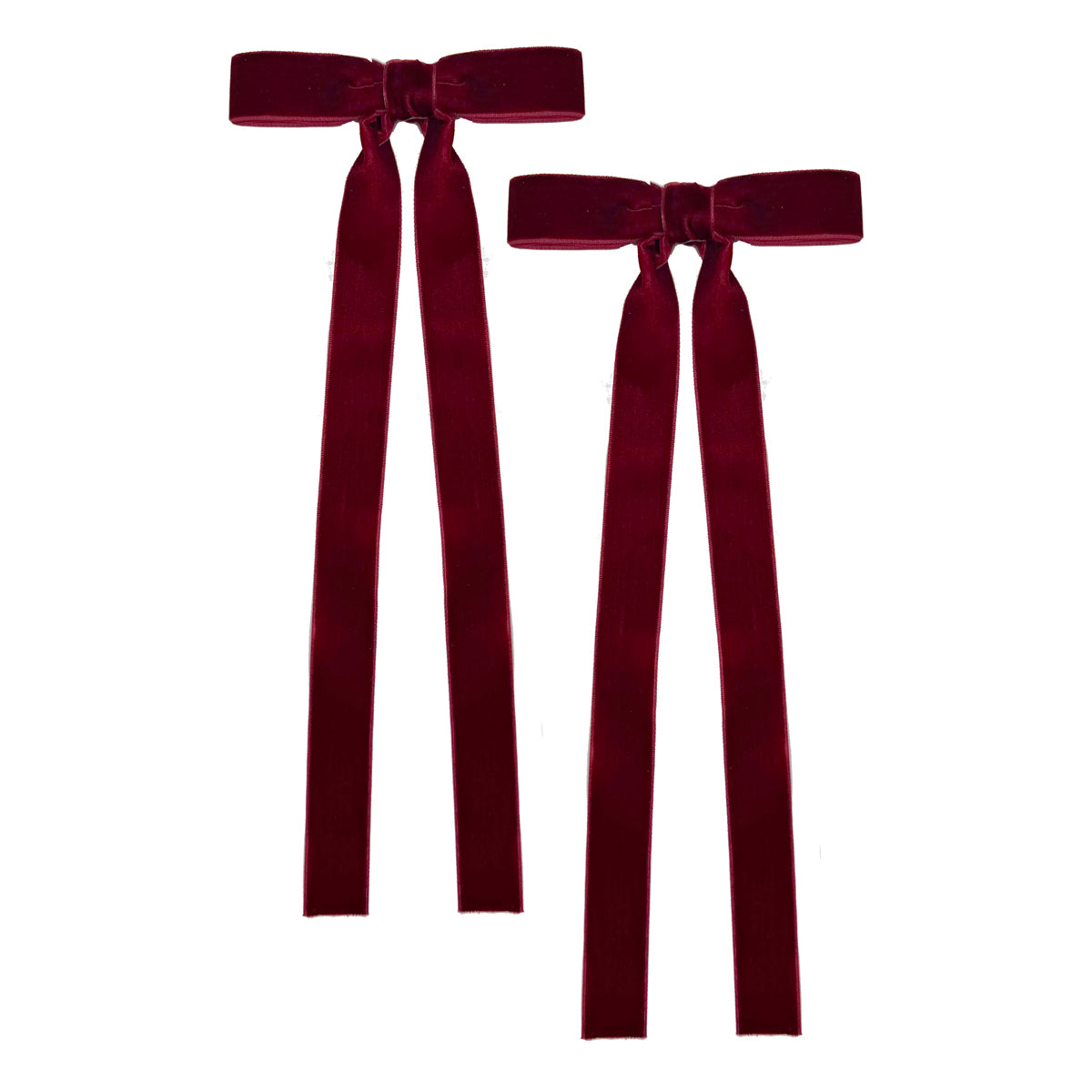 Burgundy Dark Red 2 Velvet Ribbon Bows - 33cm