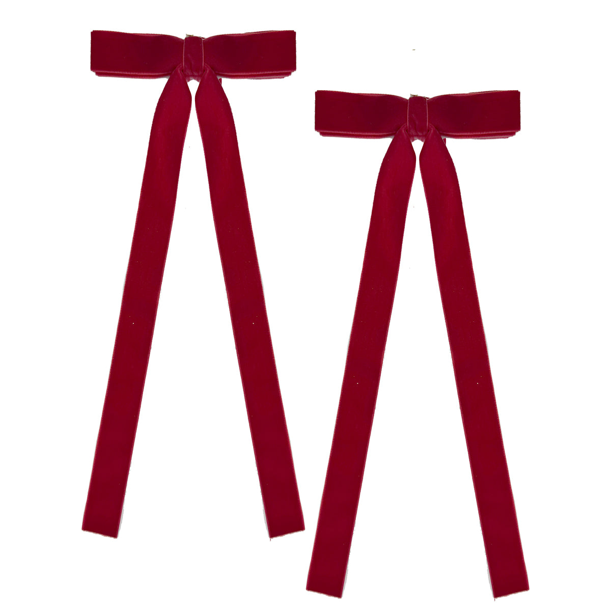 2 Red Velvet Ribbon Bows - 33cm