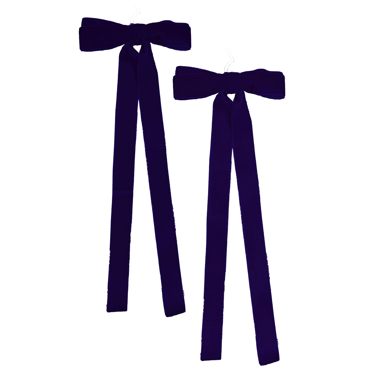 2 Navy Velvet Ribbon Bows - 33cm