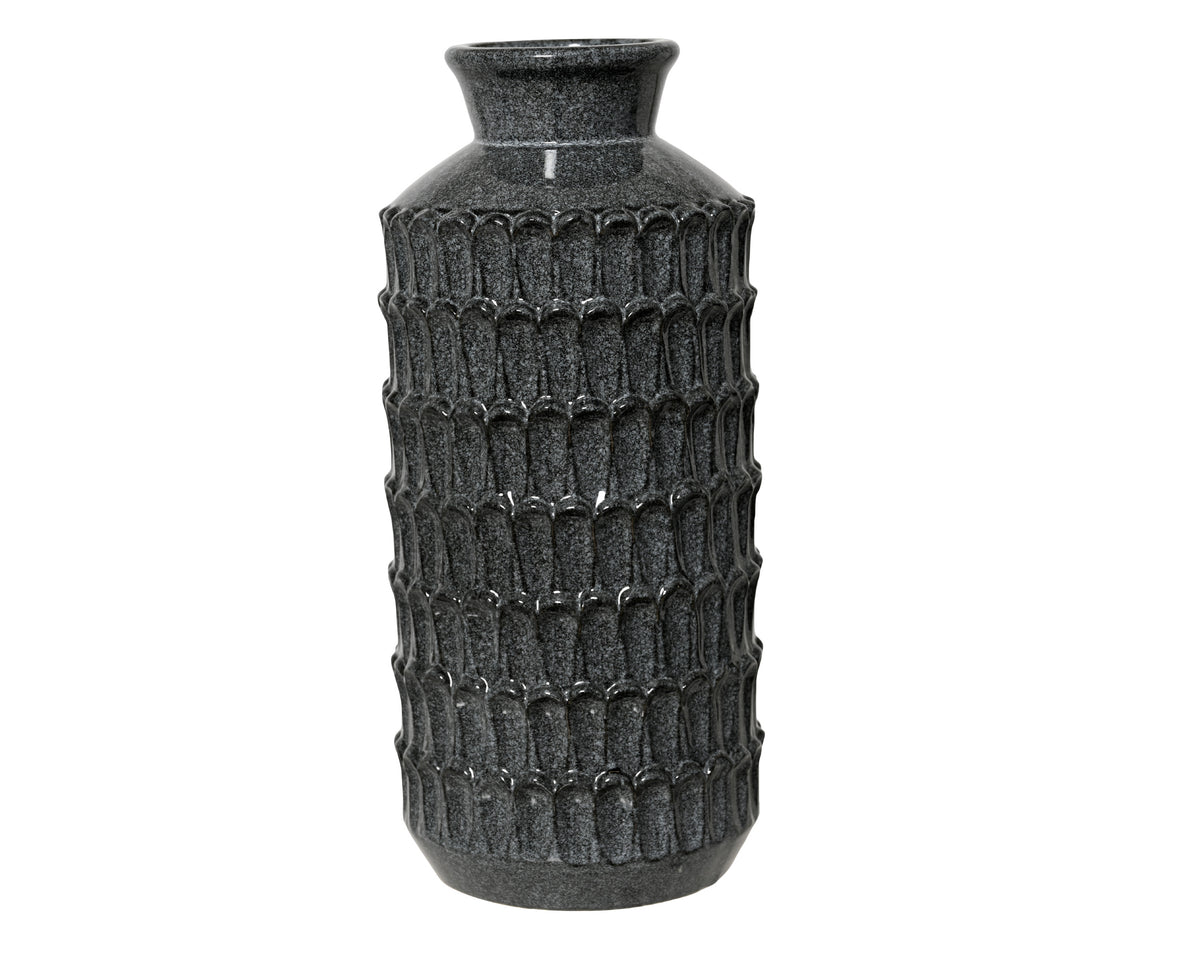 Porcelain Cylinder Reaction Glazed Vase with Stripes 34.5cm
