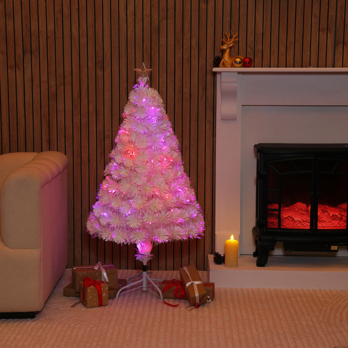 NOMA Carousel Snow White Fibre Optic Tree - 90cm