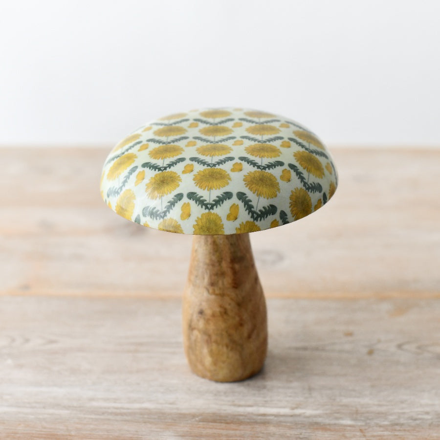 Wooden Mushroom with Sunflower Design 15cm