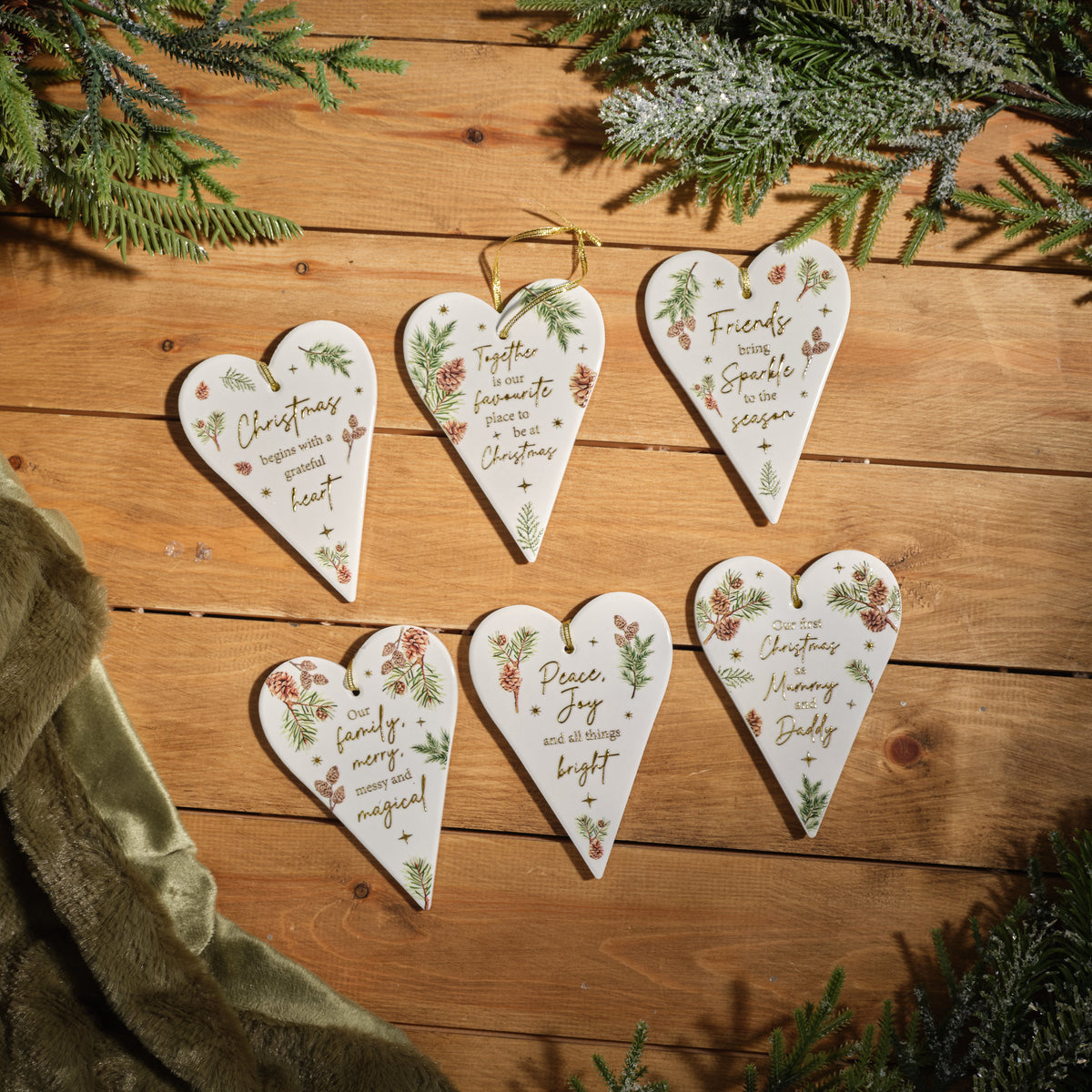 Evergreen Forest Ceramic Heart Hanger