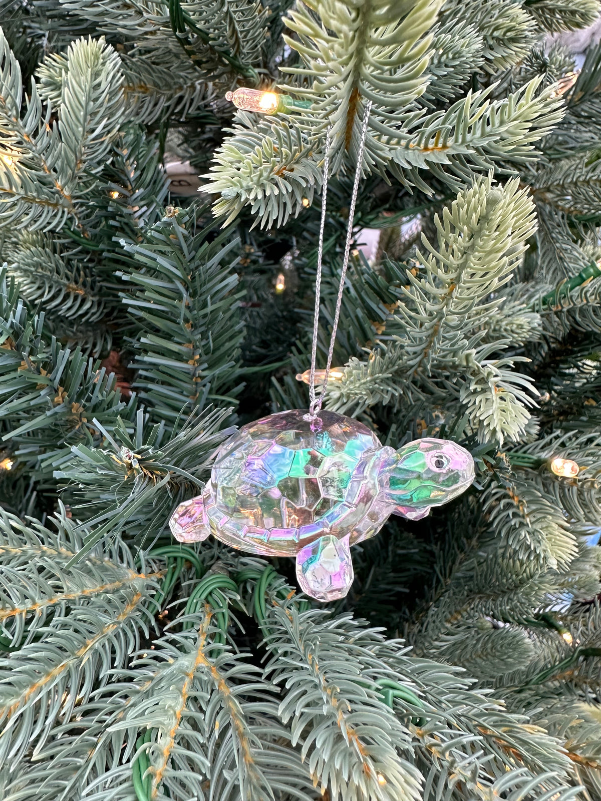 Iridescent Opalescent Turtle Christmas Tree Bauble