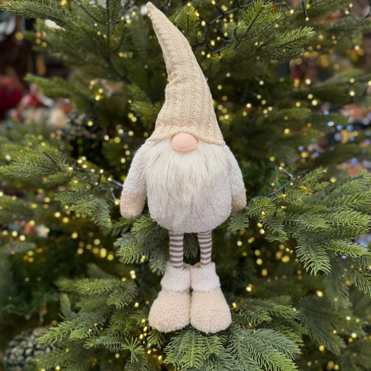 Large Festive Gigget Striped Leg Gnome - 48cm