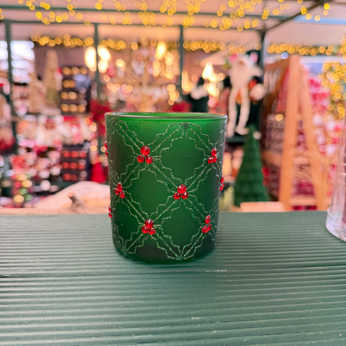 Large Holly and Ivy Hurricane Tea Light Holder