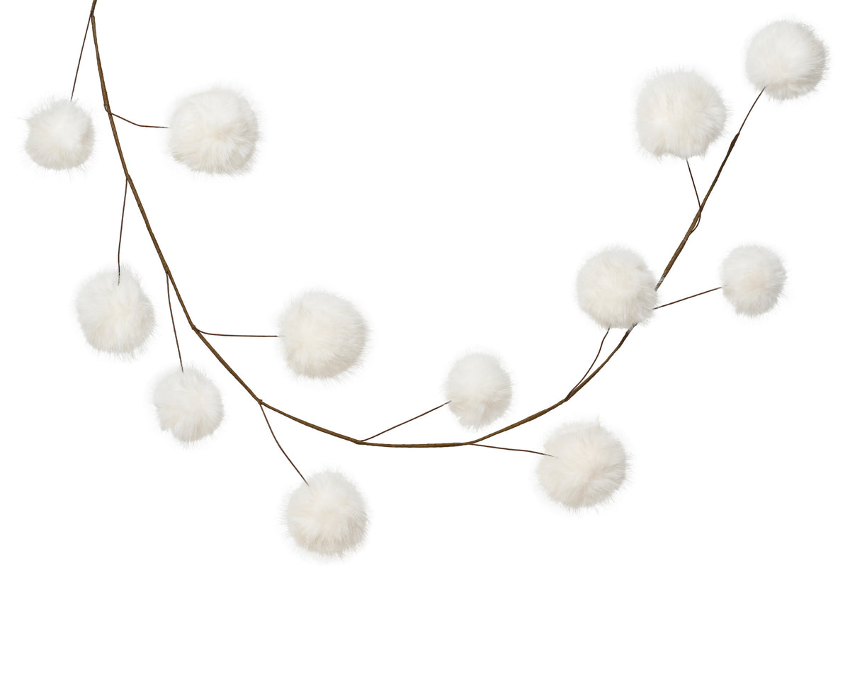 White Pompom Faux Fur Garland - 150cm