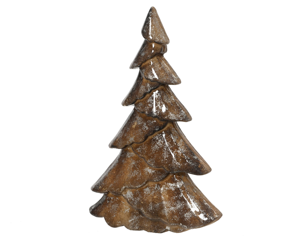 Enamel Finish Christmas Tree with Silver Foil - 34cm