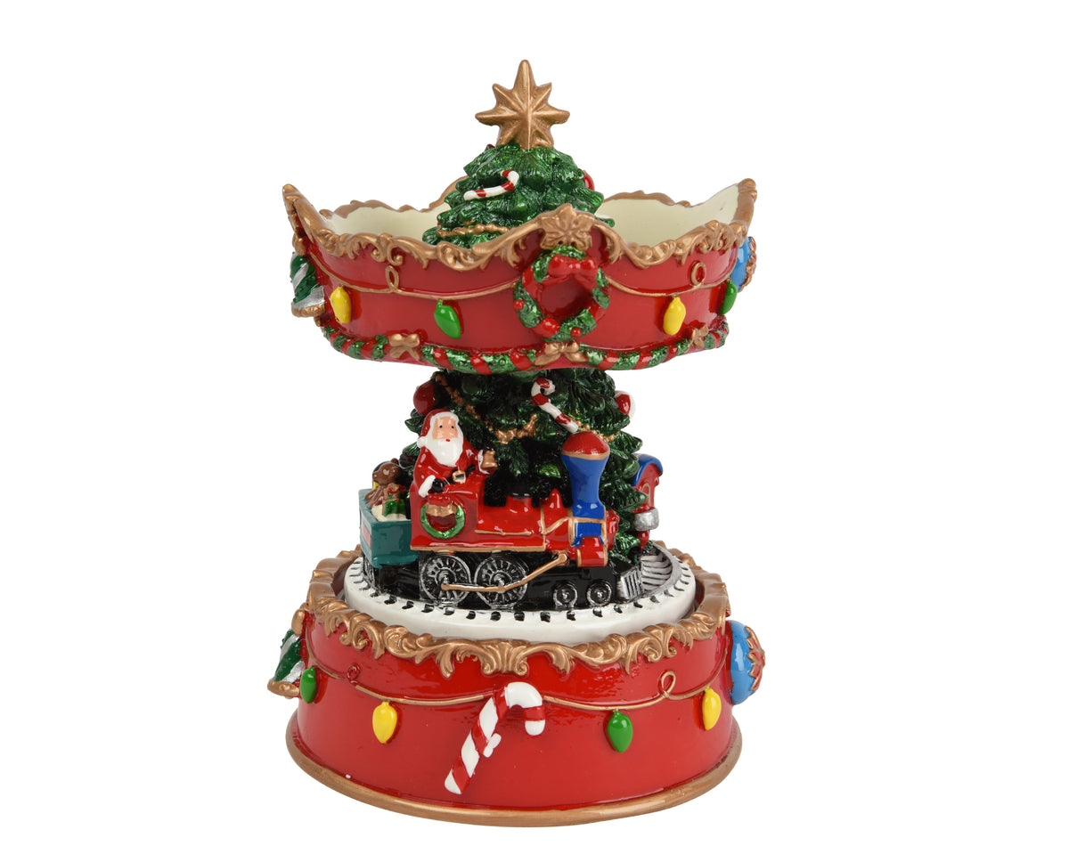 Ornate Decorated Carousel Music Box Ornament - 16.5cm