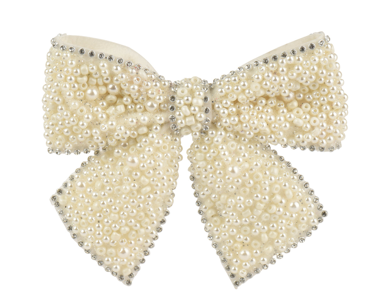 Pearl Beaded Acrylic Bow 13cm