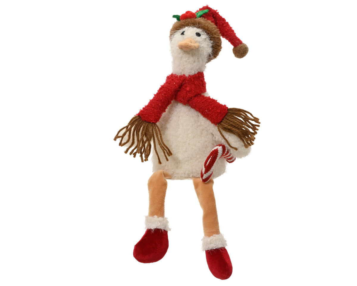 Sitting Christmas Goose with Dangling Legs 38cm