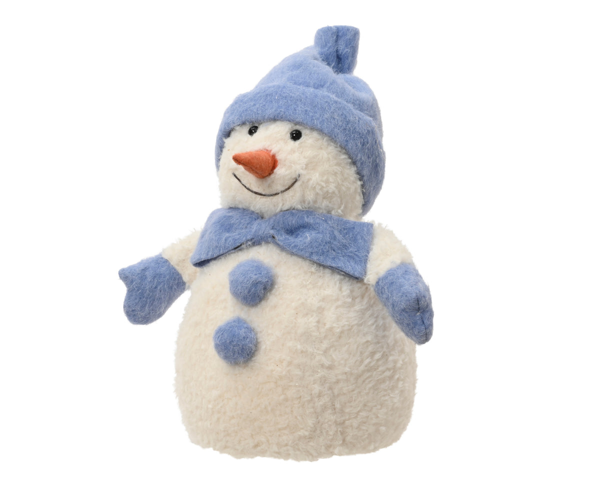 Fluffy Snowman with Blue Hat & Scarf Ornament 30cm