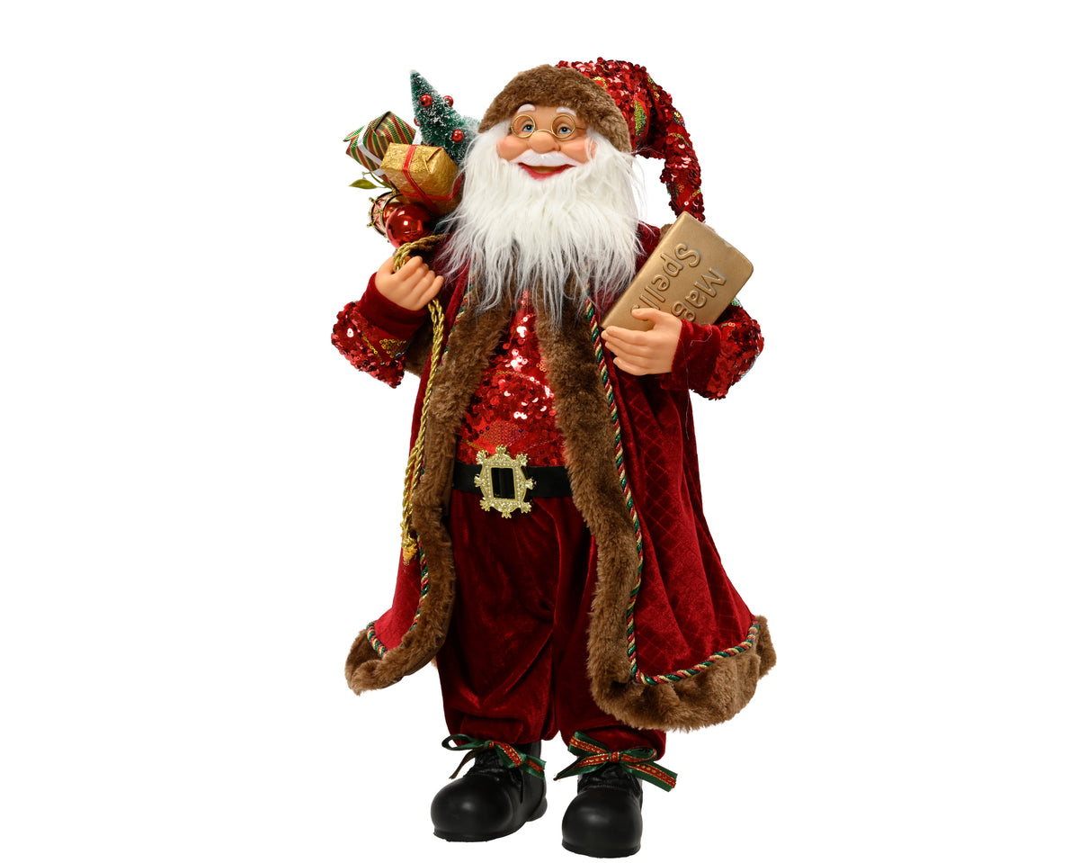 Large 60cm Traditional Dark Red Santa Christmas Figure