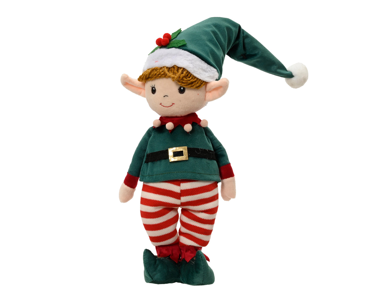 Green & Red Standing Plush Elf 47cm