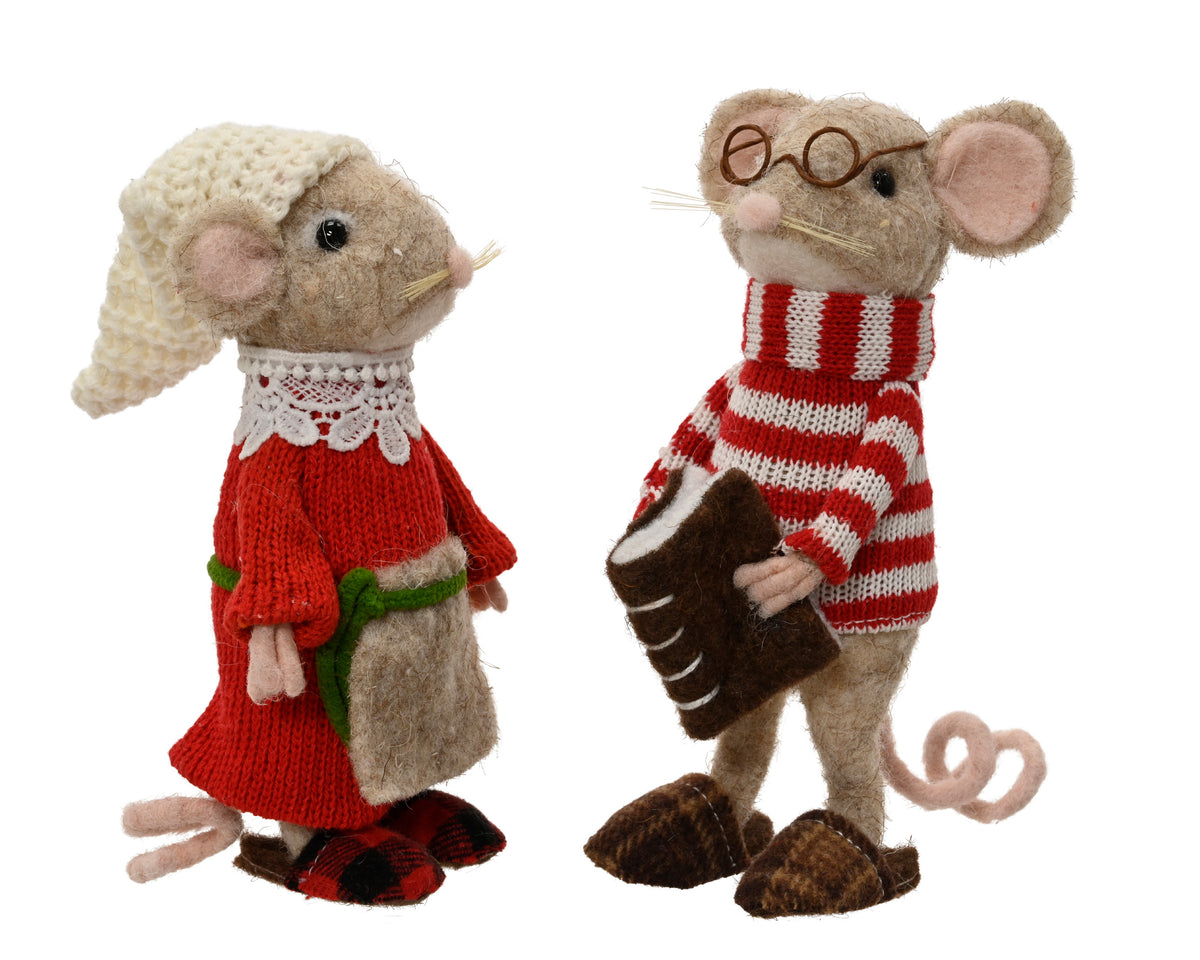 Festive Reading Mice 17cm