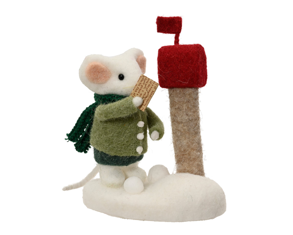 Wool Mouse Posting a Letter Ornament 19cm