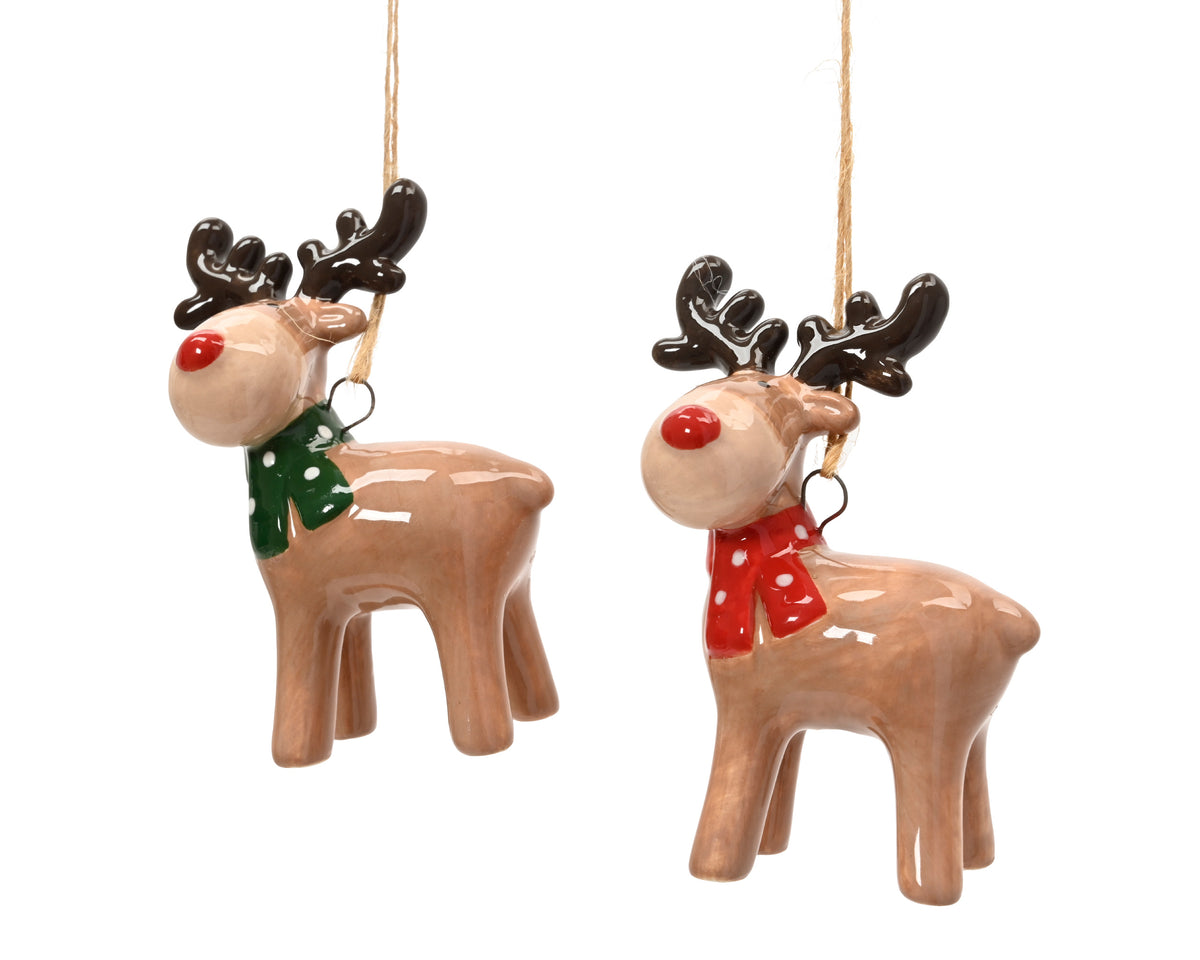 Dolomite Glazed Reindeer Hanging Tree Decorations 7.1cm