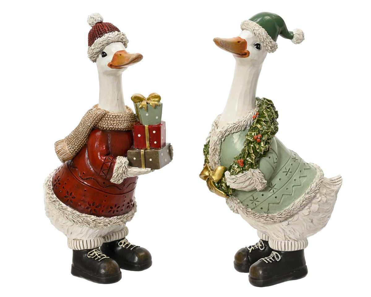 Red or Green Festive Painted Goose 27.5cm