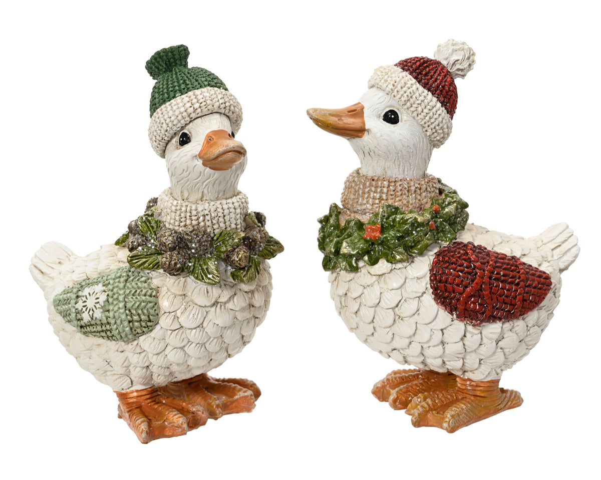 Red or Green Festive Painted Goose Christmas Ornament 13.5cm