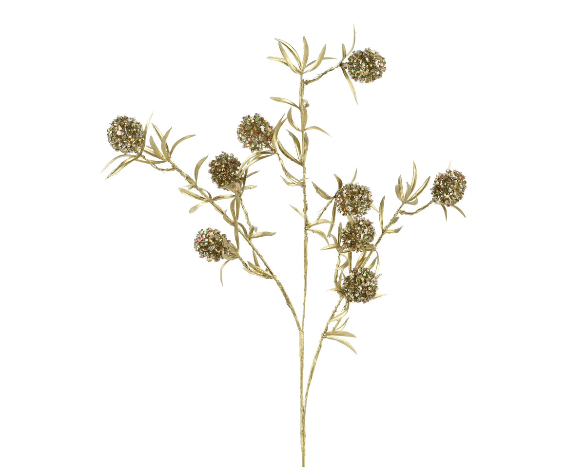 Gold Tinsel Ball Spray 70cm