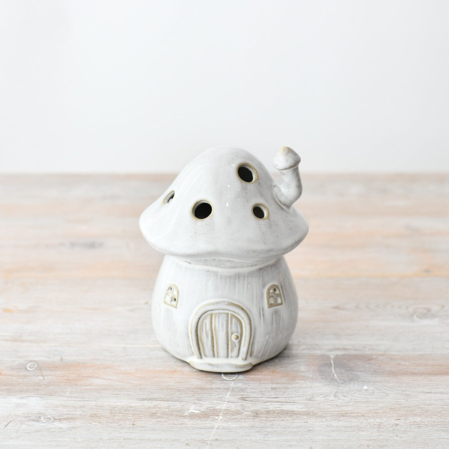 Ceramic Mushroom House with LED Lights 10cm