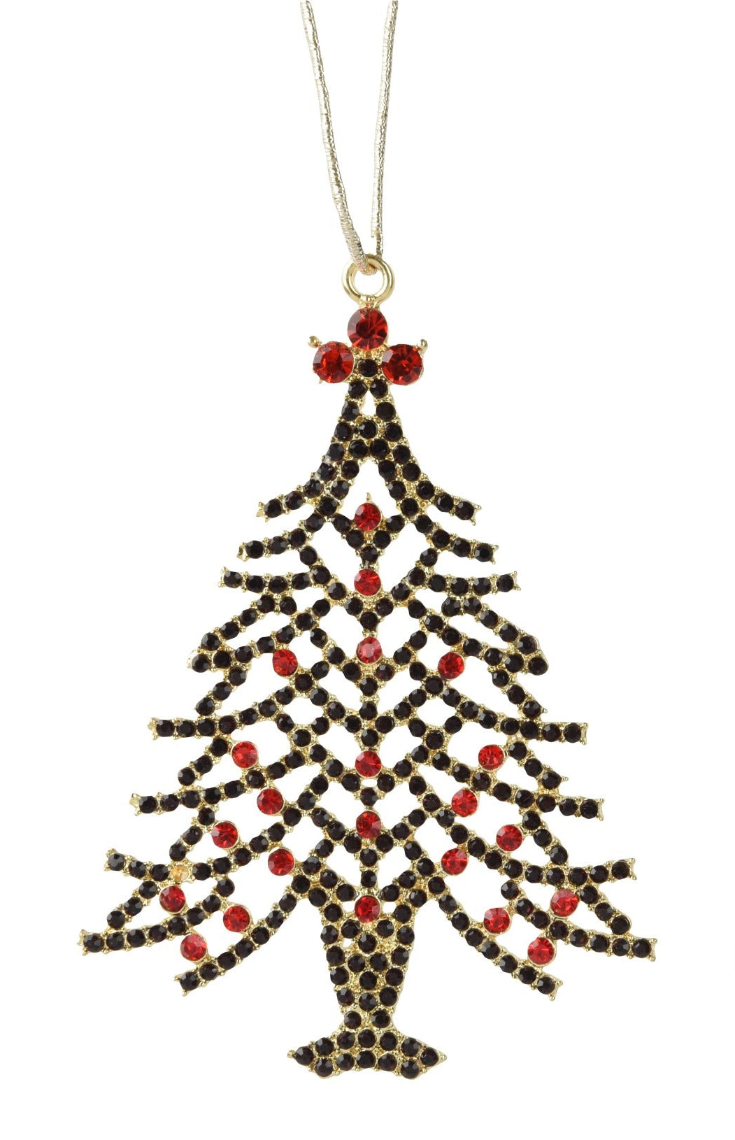Gold Jewelled Tree Oxblood Hanging Decoration - 10cm