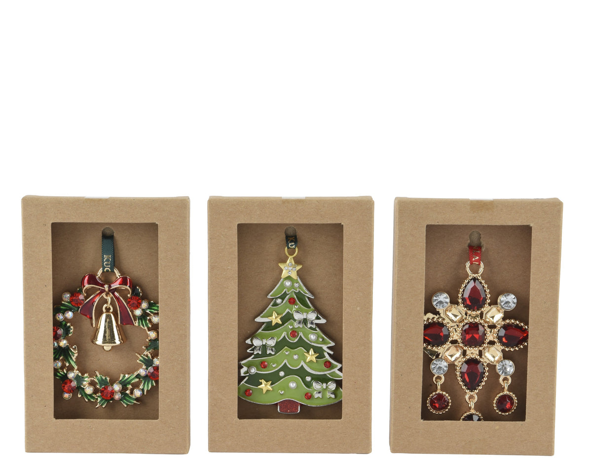 Boxed Luxury Festive Metal Christmas Ornament 6cm