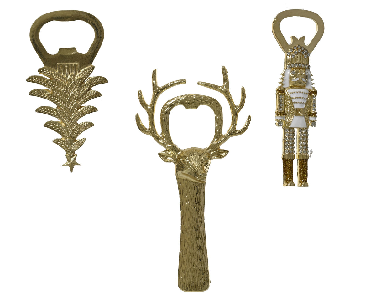 Festive Gold Bottle Opener 13.5cm - Single
