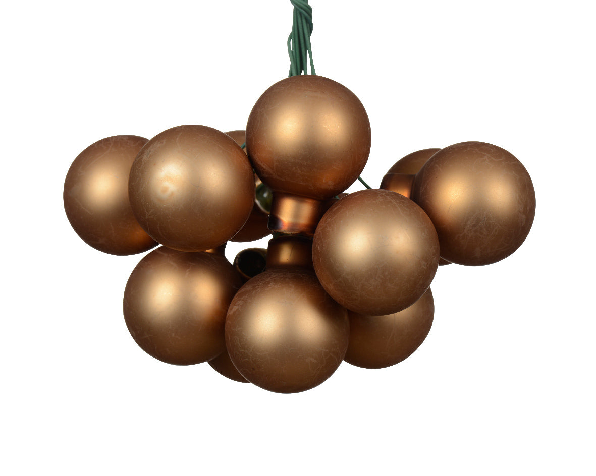 Pecan Brown Mini Glass Baubles on a Wire - Bunch of 10 (2cm) - Matt Finish