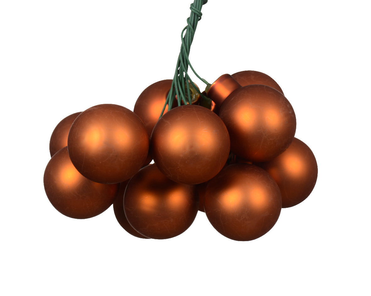 Warm Cider Mini Glass Baubles on a Wire - Bunch of 10 (2cm) - Matt Finish