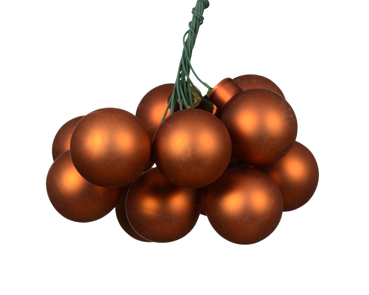 Warm Cider Mini Glass Baubles on a Wire - Bunch of 10 (2.5cm) - Matt Finish
