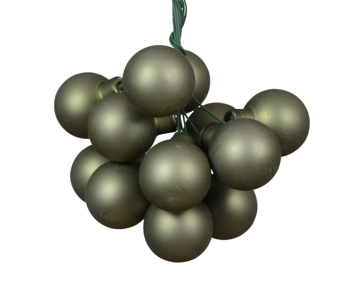Rosemary Green Mini Glass Baubles on a Wire - Bunch of 10 (2.5cm) - Matt Finish
