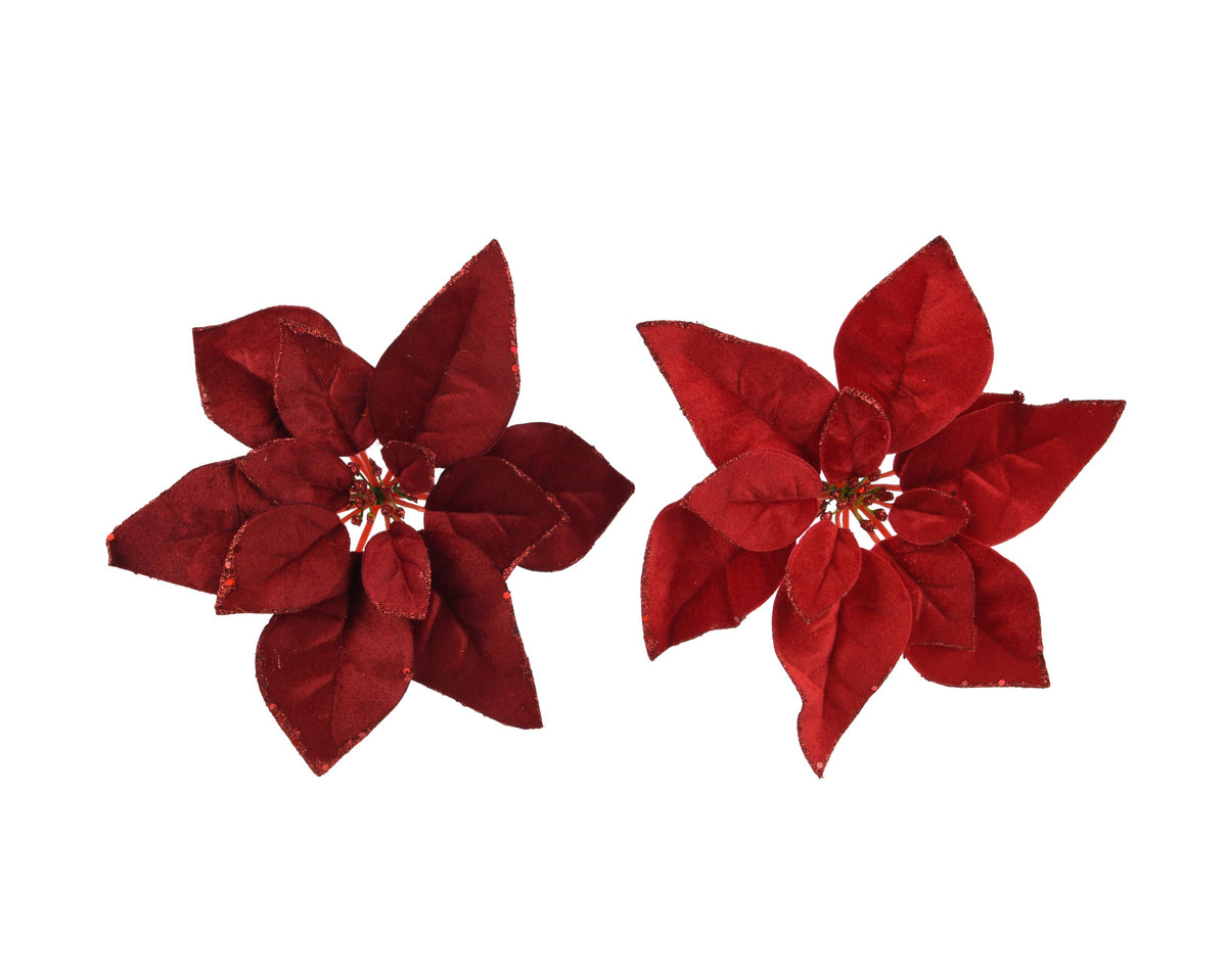 Red/Oxblood Poinsettia on Clip