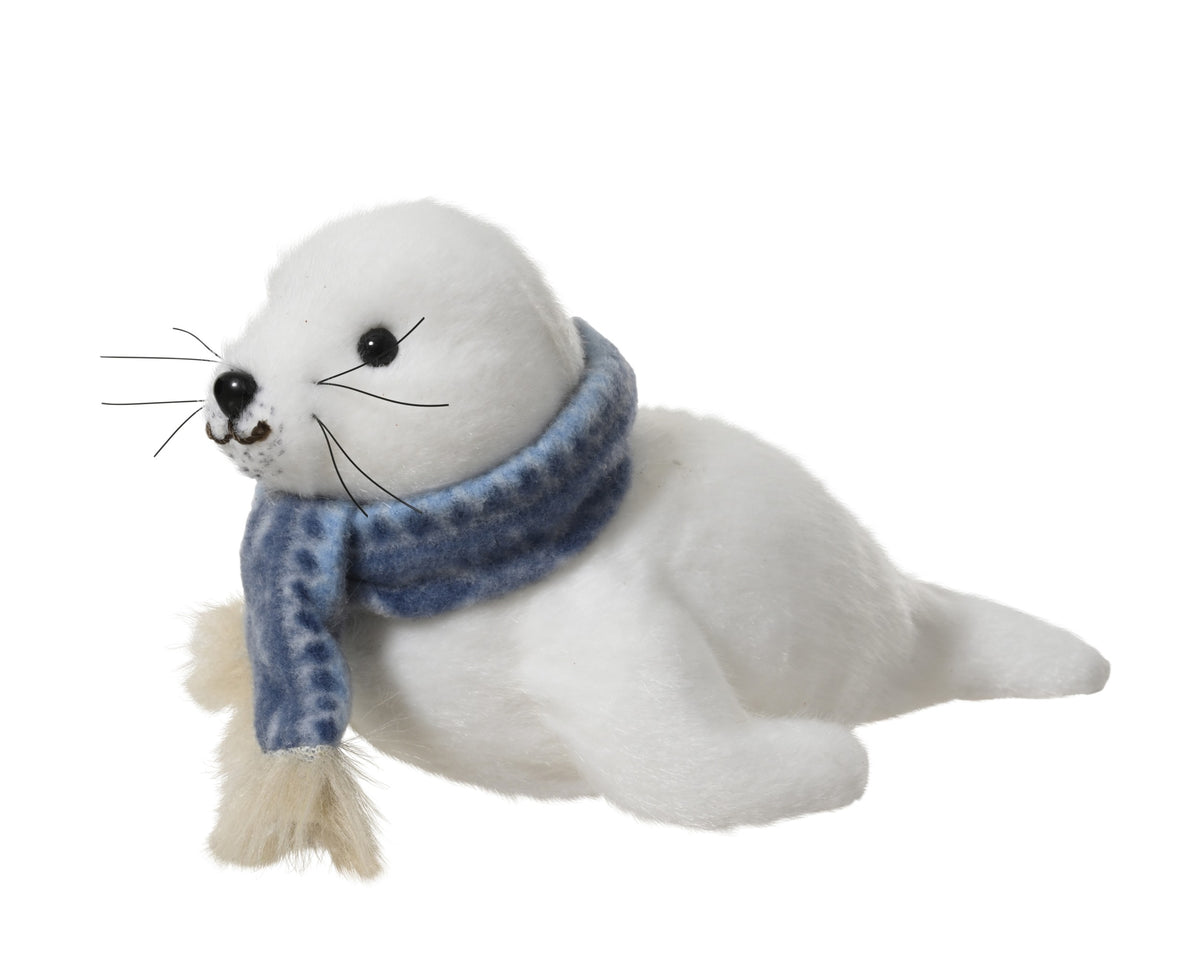 Fluffy Seal in Scarf Ornament 24cm