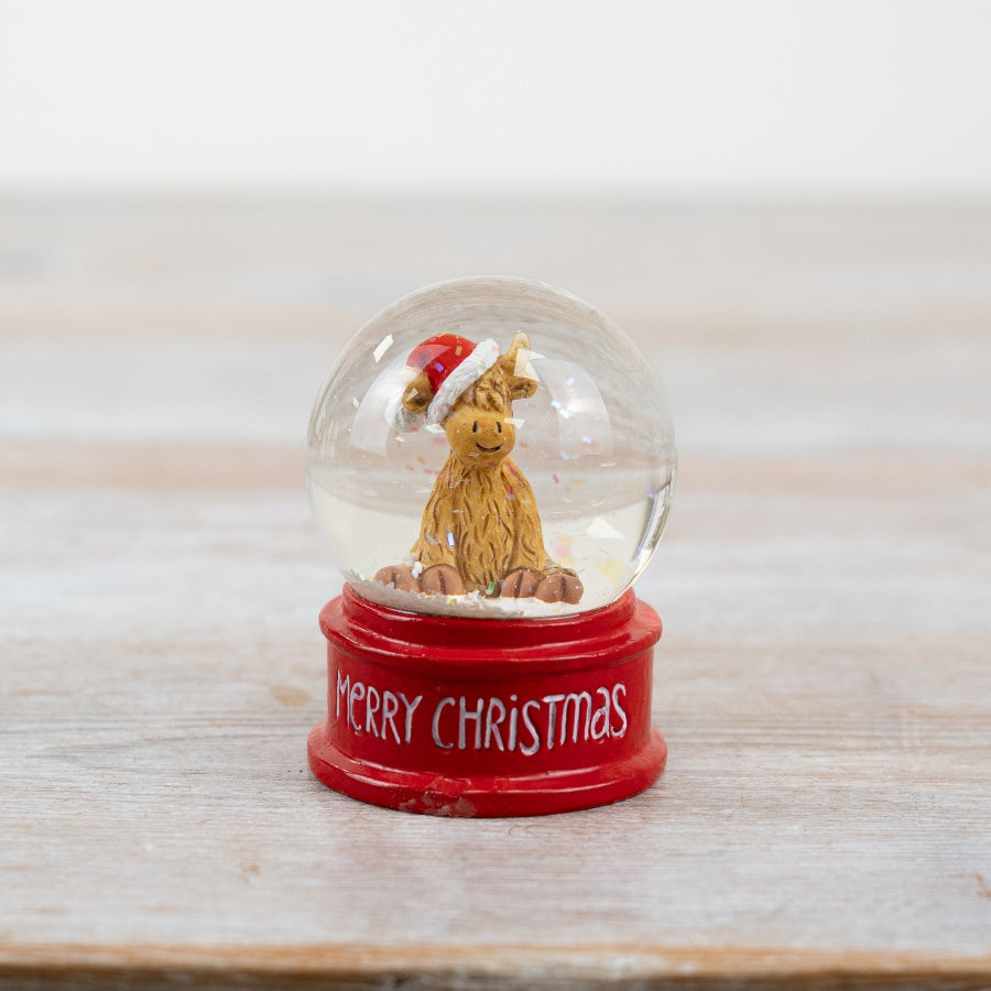 Highland Cow Christmas Water Snow Globe - 6cm