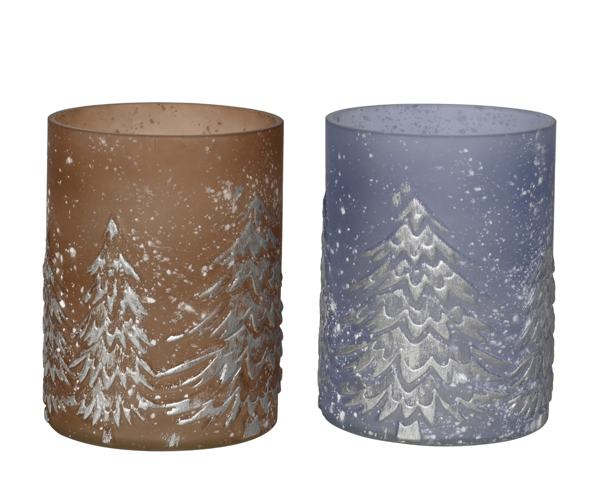 Glass Matte Tree Tea Light Holders 12.5cm