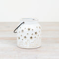 Porcelain White Star Cut Out Candle Lantern - 10cm