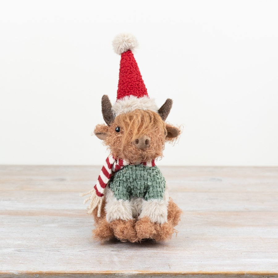 Christmas Fabric Highland Cow 28cm