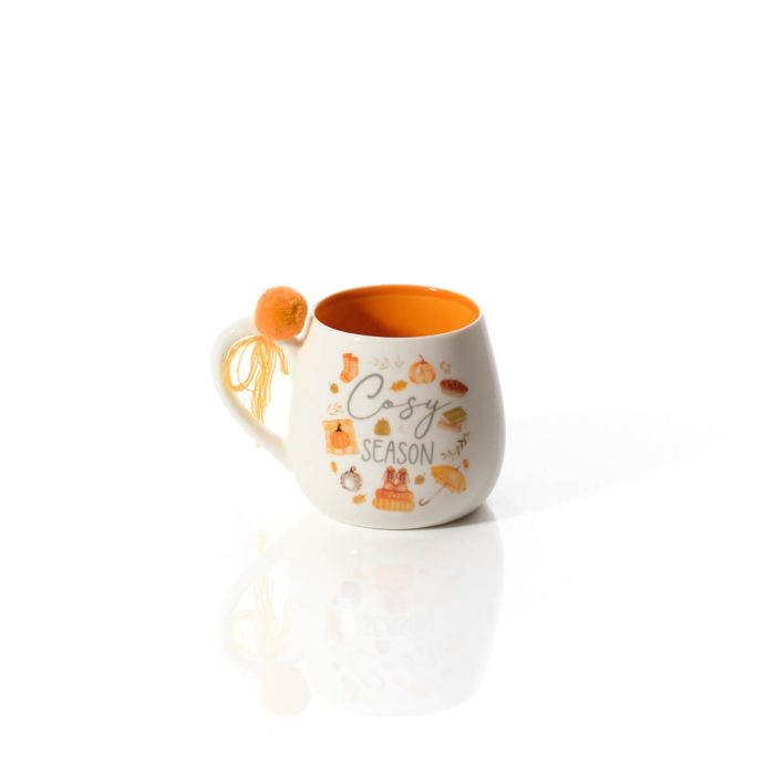 Harvest Pumpkin Cosy Season Stoneware Mug With Pom Pom